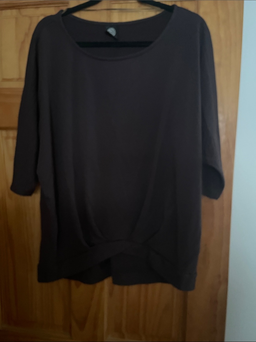 bobeau Dark Brown Front Twist Knit Top